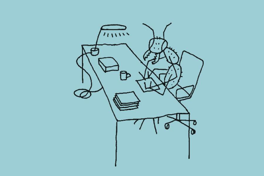 ilustración de una cucaracha dibujando